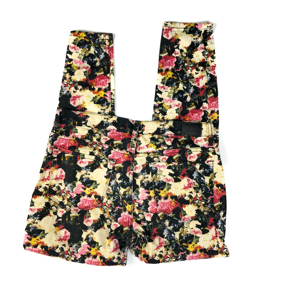 UO BDG Black & Yellow Floral Print Skinny Jeans - Picture 4 of 4